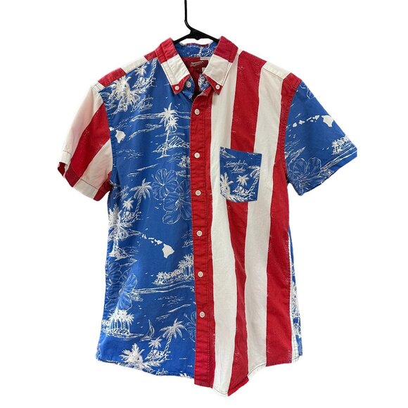 🌸3/$15🌸Americana Red White & Blue Men’s Button Up Shirt sz Small - Picture 1 of 5